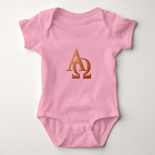 Golden "3-D" Alpha- en Omega-symbool Romper (Voorkant)