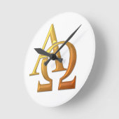 Golden "3-D" Alpha- en Omega-symbool Ronde Klok (Hoek)