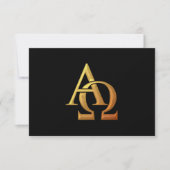 Golden "3-D" Alpha- en Omega-symbool RSVP Kaartje (Voorkant)