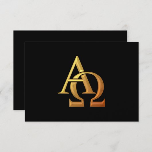 Golden "3-D" Alpha- en Omega-symbool RSVP Kaartje (Voorkant / Achterkant)