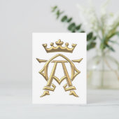 Golden "3-D" Alpha- en Omega w/Kroonsymbool Briefkaart (Staand voorkant)