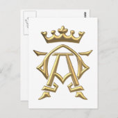 Golden "3-D" Alpha- en Omega w/Kroonsymbool Briefkaart (Voorkant / Achterkant)