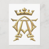 Golden "3-D" Alpha- en Omega w/Kroonsymbool Briefkaart (Voorkant)