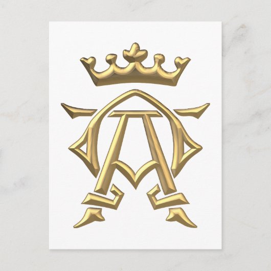 Golden "3-D" Alpha- en Omega w/Kroonsymbool Briefkaart (Voorkant)
