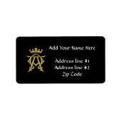 Golden "3-D" Alpha- en Omega w/Kroonsymbool Etiket (Voorkant)