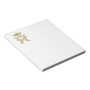 Golden "3-D" Alpha- en Omega w/Kroonsymbool Notitieblok