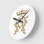 Golden "3-D" Alpha- en Omega w/Kroonsymbool Ronde Klok (Hoek)