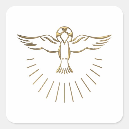 Golden "3-D" Ascent van de Heilige Geest Vierkante Sticker (Voorkant)