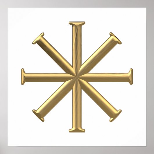 Golden "3-D" Baptismal Cross Poster (Voorkant)