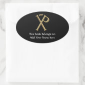 Golden "3-D" Chi-Rho 3 Ovale Sticker (Tas)