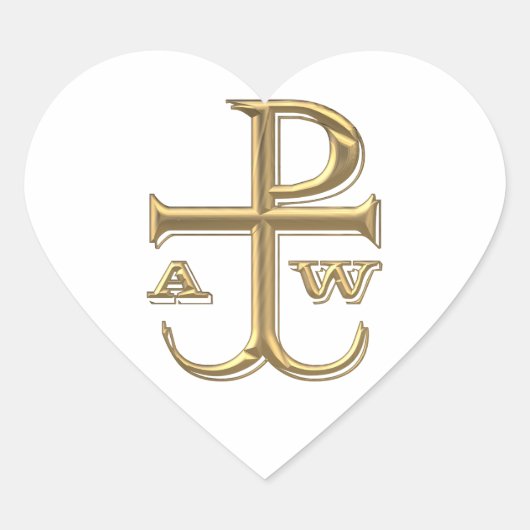 Golden "3-D" Chi-Rho met Anchor Hart Sticker (Voorkant)