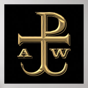 Golden "3-D" Chi-Rho met Anchor Poster