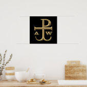 Golden "3-D" Chi-Rho met Anchor Poster (Keuken)