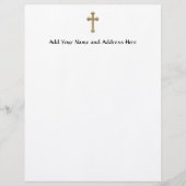 Golden "3-D" Cross 2 Briefhoofd Ontwerp (Voorkant)