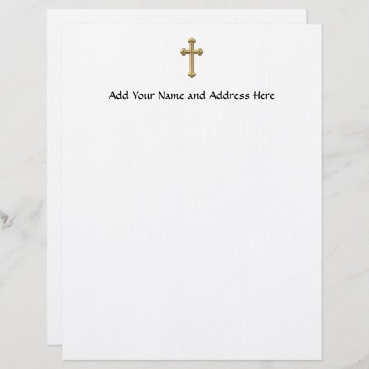 Golden "3-D" Cross 2 Briefhoofd Ontwerp (Voorkant / Achterkant)