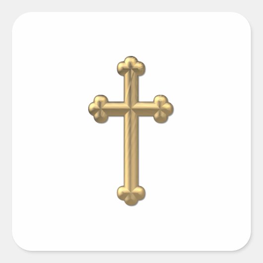 Golden "3-D" Cross 2 Vierkante Sticker (Voorkant)