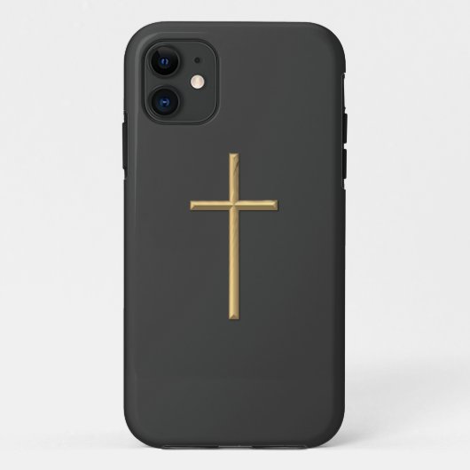 Golden "3-D" Cross Case-Mate iPhone Case (Achterkant)