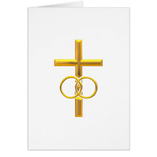 Golden 3-D Cross met Wedding Rings