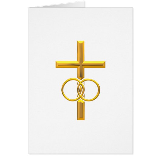 Golden 3-D Cross met Wedding Rings (Voorkant)