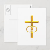 Golden 3-D Cross met Wedding Rings Briefkaart (Voorkant / Achterkant)