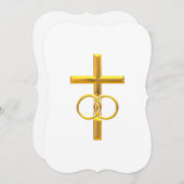 Golden 3-D Cross met Wedding Rings Kaart (Voorkant / Achterkant)
