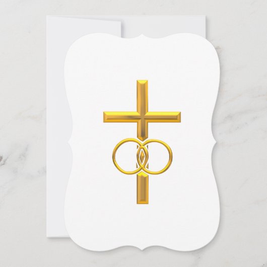Golden 3-D Cross met Wedding Rings Kaart (Voorkant)