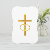 Golden 3-D Cross met Wedding Rings Kaart (Staand voorkant)