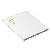 Golden 3-D Cross met Wedding Rings Notitieblok (Schuin)