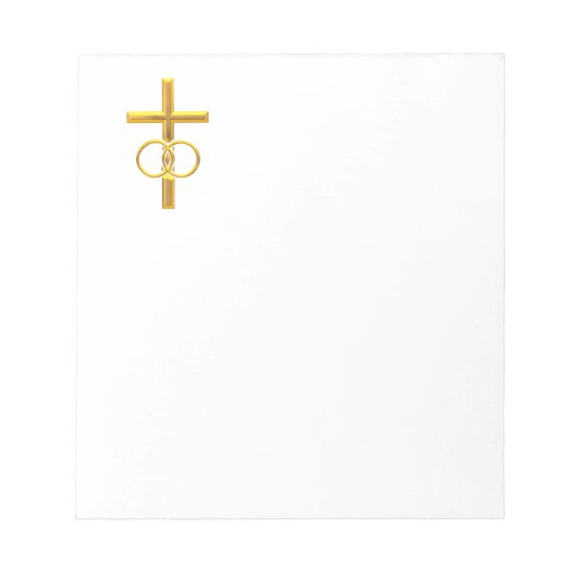 Golden 3-D Cross met Wedding Rings Notitieblok (Voorkant)