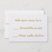 Golden 3-D Cross met Wedding Rings RSVP Kaartje (Achterkant)