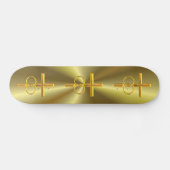 Golden 3-D Cross met Wedding Rings Skateboard (Horizontaal)