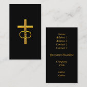 Golden 3-D Cross met Wedding Rings Visitekaartje (Voorkant / Achterkant)
