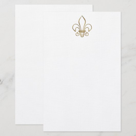 Golden "3-D" Fleur-de-lis Briefpapier (Voorkant / Achterkant)