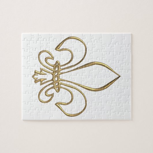 Golden "3-D" Fleur-de-lis Legpuzzel (Horizontaal)