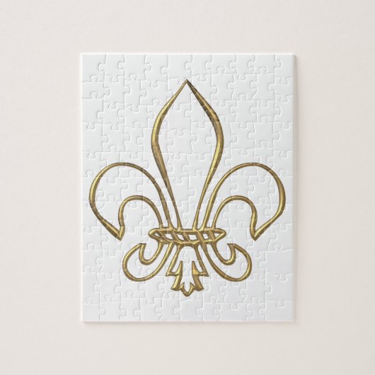 Golden "3-D" Fleur-de-lis Legpuzzel (Verticaal)