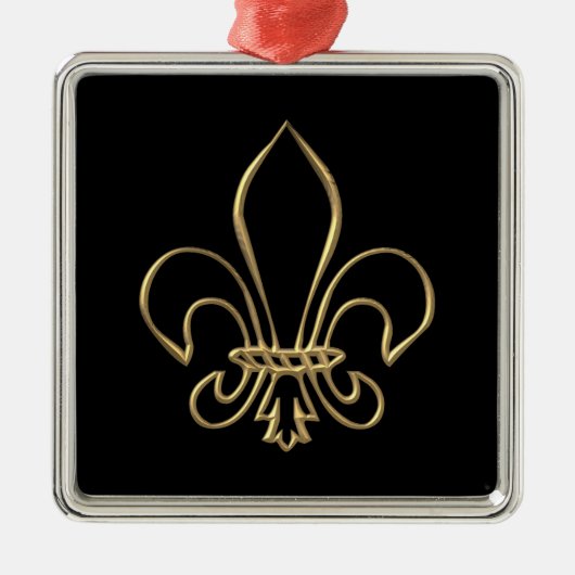 Golden "3-D" Fleur-de-lis Metalen Ornament (Voorkant)