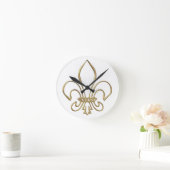 Golden "3-D" Fleur-de-lis Ronde Klok (Huis)