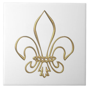 Golden "3-D" Fleur-de-lis Tegeltje
