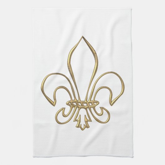 Golden "3-D" Fleur-de-lis Theedoek (Verticaal)
