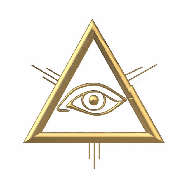Golden "3-D" Gods Oogsymbool Staand Fotobeeldje (Voorkant)
