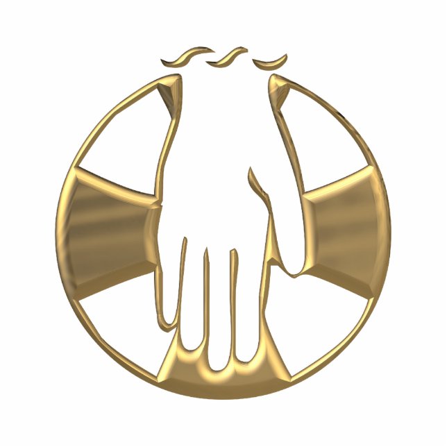 Golden "3-D" Hand van God 1 Staand Fotobeeldje (Voorkant)