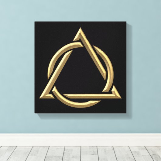 Golden "3-D" Heilig driedaags Symbool Canvas Afdruk (Insitu (Houten vloer))