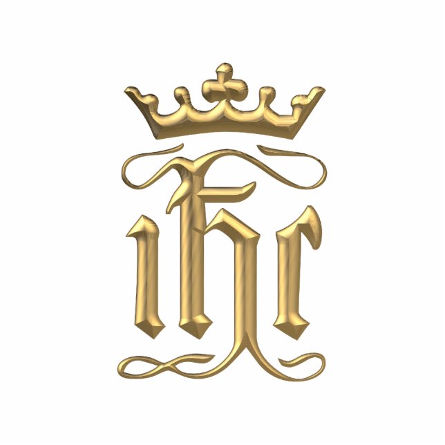 Golden "3-D" IHC met kroon Staand Fotobeeldje (Voorkant)