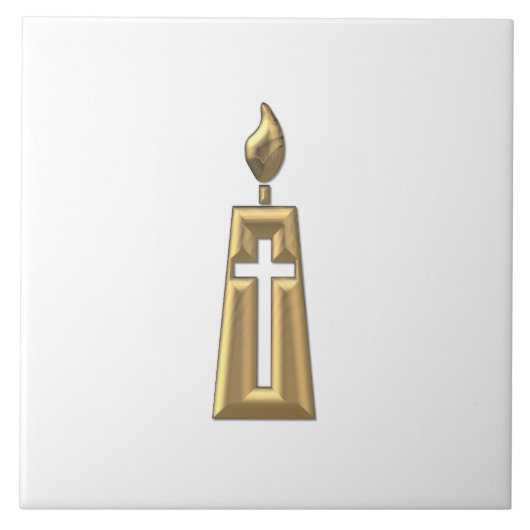 Golden "3-D"-kaars Tegeltje (Voorkant)