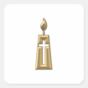 Golden "3-D"-kaars Vierkante Sticker