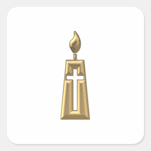 Golden "3-D"-kaars Vierkante Sticker (Voorkant)