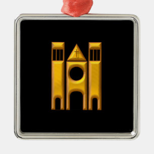 Golden "3-D" kathedraal 2 Metalen Ornament