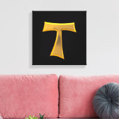 Golden 3-D Kijk Franciscan Tau Cross Canvas Afdruk (Insitu (Woonkamer))