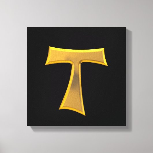 Golden 3-D Kijk Franciscan Tau Cross Canvas Afdruk (Voorkant)