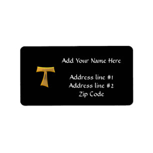 Golden 3-D Kijk Franciscan Tau Cross Etiket